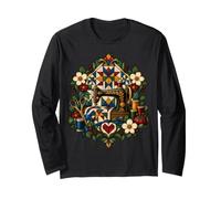 Stained Glass Sewing Machine Floral Quilter Quilting Long Sleeve T-Shirt