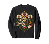 Stained Glass Sewing Machine Floral Quilter Quilting Sweatshirt