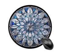 Stained Glass Silver Snowflake Mandala Mousepad Round Computer Mousepad Waterproof Gaming Mousepads with Non-Slip Rubber Base Mousepads Mousemat for Laptop Office 20 CM