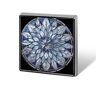 Stained Glass Silver Snowflake Mandala Unisex Brooches & Pins Square Lightweight Lapel Badge Jewelry for Clothing Shawl Hat