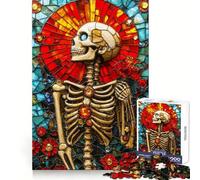 Stained Glass Skeleton Jigsaw Puzzles for Teenagers 1000 Piece Mind Skill Toy Simple Fun Design Assembly Memorable Gift 38x52cm