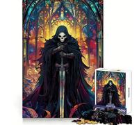 Stained Glass Skeleton Knight 1000 Piece Jigsaw Puzzles for Adults Jigsaw Strong Logic Toy Group Play Clear Edge Perfect Present 50x75cm