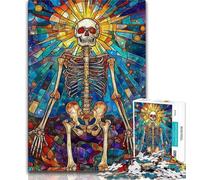 Stained Glass Skull 1000 Piece Jigsaw Puzzles for Teenagers,Learning Educational Toy for Is Ideal As A Gift for The Whole Family 38x26cm