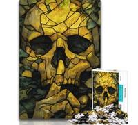 Stained Glass Skull Jigsaw Puzzles 1000 Pieces for Adults Teens,Learning Educational Toy for Is Ideal As A Gift for The Whole Family (50x75cm)