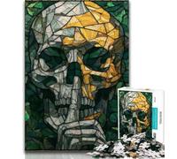 Stained Glass Skull Jigsaw Puzzles for Adults 1000 Pieces,Help The Brain Exercise Addictive Toys to Cultivate Patience Great Gift (50x75cm)