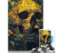 Stained Glass Skull Jigsaw Puzzles for Adults 1000 Pieces,Help The Brain Exercise Addictive Toys to Cultivate Patience Great Gift (38x26cm)