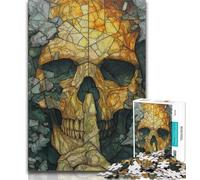 Stained Glass Skull Jigsaw Puzzles for Teenagers 1000 Piece Puzzle,Challenging To Complete But Fun And Humorous Educational Game for Birthday (38x26cm)