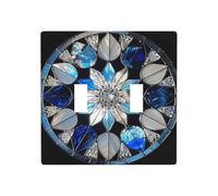 Stained Glass Snowflake Mandala Geometric Double Gang Toggle Light Cover Wall Plate Switch Decor Standard Size - 11.4x11.4cm