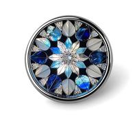 Stained Glass Snowflake Mandala Geometric Round Brooch for Men Women Fashion Badge Collar Pin Dress Jacket Backpack Accessories