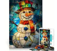 Stained Glass Snowman 1000 Piece Jigsaw Puzzles for Adults Jigsaw Strong Logic Toy Group Play Clear Edge Perfect Present 38x52cm