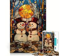 Stained Glass Snowman 1000 Pieces Jigsaw Puzzles for Teenagers Boost Memory Stress Release Premium Cut Cherished Gift 50x75cm