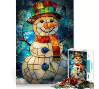 Stained Glass Snowman Jigsaw Puzzles for Adults 1000 Piece Smart Reason Toy Family Bond Smooth Edge Art Display 50x75cm