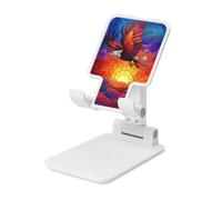 Stained Glass Soaring Eagle Sunset Foldable Cell Phone Stand Adjustable Angle Height Desktop Portable Cellphone Cradle Compatible With All Smartphone White-Style