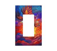 Stained Glass Soaring Eagle Sunset Light Switch Wall Plate Faceplate Cover Single Rocker 1 Gang Decorator Outlet Receptacle Covers for Home Kitchen Room Bathroom Decor