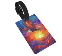 Stained Glass Soaring Eagle Sunset Luggage Tags Name Id Label Suitcase Tags, Ideal for Travel Cruise Backpacks Bag