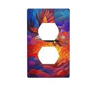 Stained Glass Soaring Eagle Sunset Outlet Cover Light Switch Cover Decorative 1 Gang Wall Plate for Kitchen Room Bathroom Size 7x11.4cm