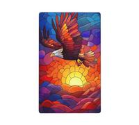 Stained Glass Soaring Eagle Sunset Single Toggle Blank Wall Plate Light Switch Cover Decorative 1 Gang for Kitchen Room Bathroom Size 11.4x7cm