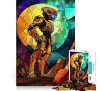 Stained Glass Space Soldier 1000 Piece Jigsaw Puzzle for Adults Brain Challenge Toy Group Play Clear Cut Lovely Present 38x26cm