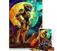 Stained Glass Space Soldier 1000 Piece Jigsaw Puzzle for Adults Brain Challenge Toy Group Play Clear Cut Lovely Present 38x26cm