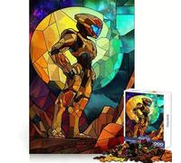 Stained Glass Space Soldier 1000 Piece Jigsaw Puzzle for Adults Think Smart Toy Indoor Fun Smooth Cut Santa Wish Pick 38x52cm