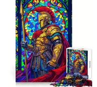 Stained Glass Spartan Jigsaw Puzzles 1000 Pieces for Adults Boost Recall Relax Mind Accurate Edge Santa Wish List 38x52cm