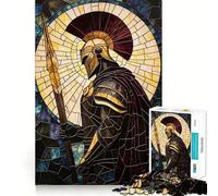 Stained Glass Spartan Warrior Jigsaw Puzzles 1000 Piece for Teenagers Memory Build Indoor Play Fine Cut Santa Wish Pick 50x75cm