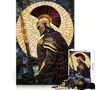 Stained Glass Spartan Warrior Jigsaw Puzzles 1000 Piece for Teenagers Memory Build Indoor Play Fine Cut Santa Wish Pick 50x75cm