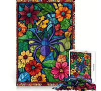 Stained Glass Spider Jigsaw 1000 Pieces for Teenagers Mind Exercise Toy Relaxing Fun Design Assembly Perfect Present 38x26cm