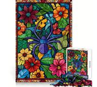 Stained Glass Spider Jigsaw Puzzles 1000 Pieces for Adults Boost Recall Relax Mind Accurate Edge Santa Wish List 38x52cm