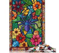 Stained Glass Spider Puzzles 500 Pieces for Teenagers Gifts Wooden Puzzle Adult Jigsaw Puzzle Puzzling for Gift 500pcs (52x38cm)
