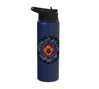 Stained Glass Spider Web Colorful Mystical Stainless Steel Insulated Water Bottle