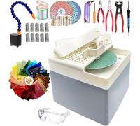 Stained Glass Starter Kit, 20PCS Professional Craft Tool Set with Grinder Machine, Water System, 3 Bits & Cutter