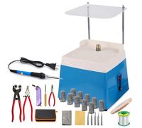 Stained Glass Starter Kit - Automatic Desktop Grinder Machine with 5/8'' & 1'' Bits, Soldering Iron, Copper Foil Tape, Solder Wire & Finger Sleeve for DIY Projects