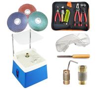 Stained Glass Starter Kit,Automatic Water Stained Glass Grinder with Acrylic Baffle 5/8" Grinder Bits,oldering Iron Kit,4200RPM for DIY,Ceramics,Jewelry