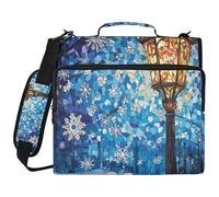 Stained Glass Streetlamo Snowflakes 3 Ringing 1.5 inch Binder Organizer with Strap Includes Zip Pocket Portable Home Travel Storage Bag for School and Office Organizadores de suministros