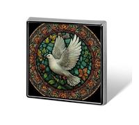 Stained Glass Style A White Dove Unisex Brooches & Pins Square Lightweight Lapel Badge Jewelry for Clothing Shawl Hat