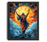Stained Glass Style Art Print Jesus Christ Wall Art Religious Artwork For Home Poster A4 - Wall Art Home Decor Movie Poster Canvas Film Cinema Retro Vintage Cult Classic Nostargic Saga Modern reprint