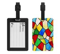 Stained Glass Style Geometric Shapes Luggage Tag Travel Bag Suitcase Baggage Name Tags