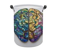 Stained Glass Style Human Brain Laundry Baskets Laundry Hamper Waterproof Foldable Storage Bin Dirty Clothes Laundry Basket for Living Room Bathroom