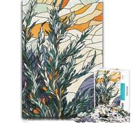 Stained Glass Style Nature Illustration Jigsaw Puzzle, 1000 Pieces | A screen-free tabletop activity - easier piece organisation during indoor leisure.