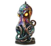 Stained Glass Style Resin Octopus Lamps with Glowing Eyes, 3D Retro Animal Night Light Lamp, Unique Table Lamp for Home, Bedroom, Office Stained Glass Octopus Lamps