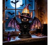 Stained Glass Style Witch Hat Lamp - Handcrafted Acrylic Gothic Accent Lamp