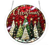 Stained Glass Sun Catcher 20cm Santa Figure Window Hanging