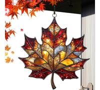 Stained Glass Sun Catcher - 2D Effortless Decoration Tool, Maple Leaves Light Catcher,Glass Window Hangings | Aesthetic Wall Crafts Pendant, Thanksgiving Decoration For Balconies Garden Doorways