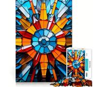 Stained Glass Sunburst 1000 Piece Jigsaw Puzzles for Teenagers Reason Skill Toy Quiet Calm Exact Cut Xmas Surprise 50x75cm