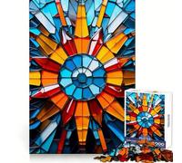 Stained Glass Sunburst 1000 Piece Jigsaw Puzzles for Teenagers Reason Skill Toy Quiet Calm Exact Cut Xmas Surprise 50x75cm