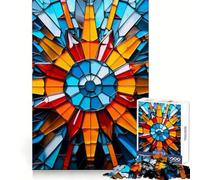 Stained Glass Sunburst 1000 Pieces Jigsaw Puzzles for Adults Thought Toy Calming Play Precise Edge Heartfelt Gift 38x52cm