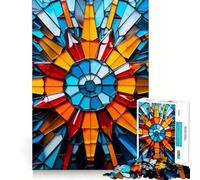 Stained Glass Sunburst Jigsaw Puzzles for Adults1000 Pieces Smart Toy Soothing Play Accurate Cut Art Collectible 38x26cm