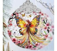 Stained Glass Suncatcher Ornament - Fairy Christmas Decorations - Christmas Ornaments for Tree - Holiday Present Ideas - Gift Exchange