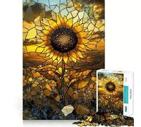 Stained Glass Sunflower Adults Puzzles 1000 Piece Jigsaws Reason Skill Toy Slow Enjoy Exact Cut Art Collection Piece 38x26cm